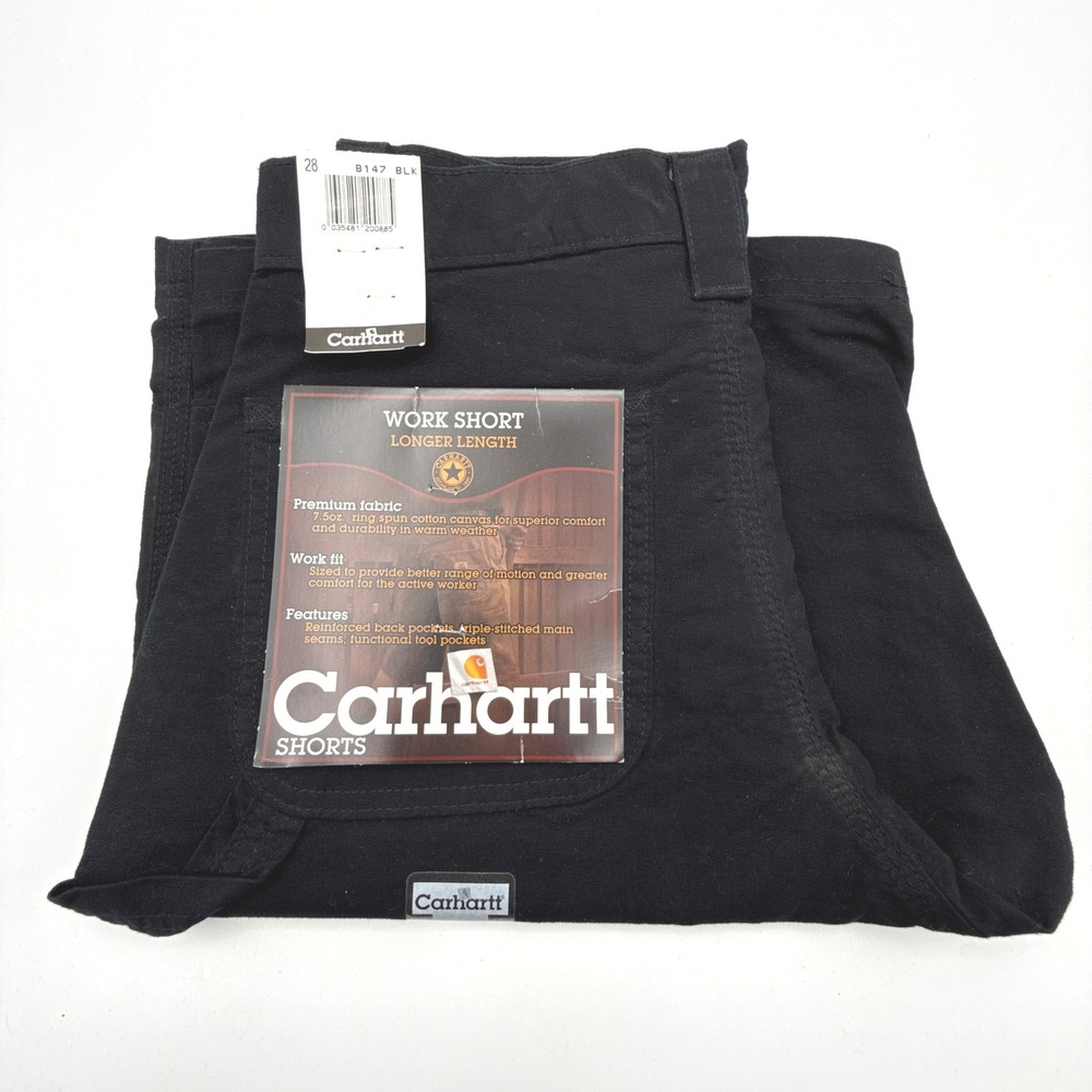 Carhartt Work Shorts Mens 28 B147 BLK Black NWT NOS